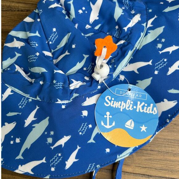 LOT of 2 Kids Shark Bucket Sun Protection Hat UPF/UV 50+ Adjustable Drawstring - Picture 6 of 9